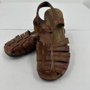 Michel M Womens Leather Fisherman Sandals‎ Size 8M Brown Classic Comfort